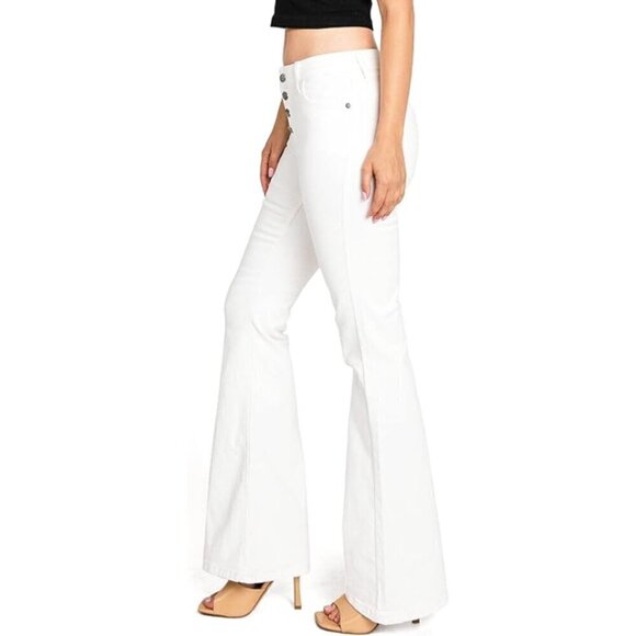 Tinsel Juniors Mid Rise White Denim Flare Jeans NWT - Picture 3 of 9